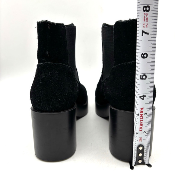 Anthropolgie SixtySeven Black Suede Leather Block Heel Platform Boots 7.5 38 - Picture 8 of 16